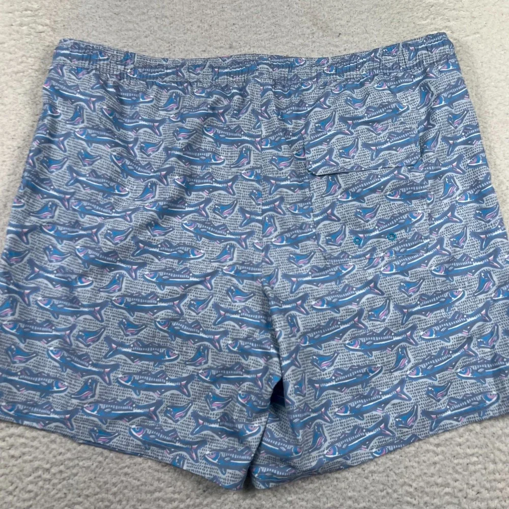 Vineyard Vines Shorts Men 2XL Chappy Swim Trunks Fish AOP Drawstring Lined‎ Blue